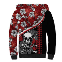 Hawaii Halloween Sherpa Hoodie Hibiscus Skull Kakau Pattern LT01 - Polynesian Pride