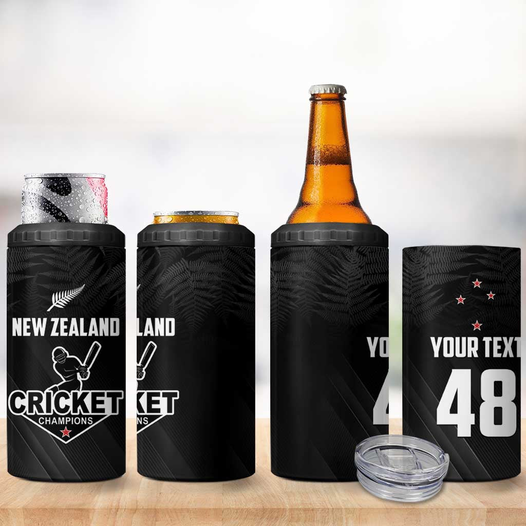 Custom New Zealand Cricket 4 in 1 Can Cooler Tumbler Aotearoa Black Cap Come On