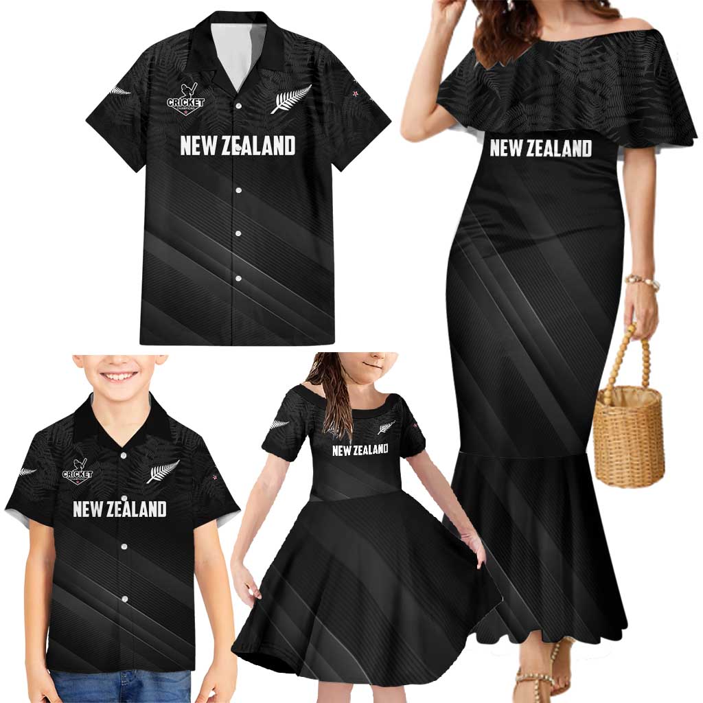 Custom New Zealand Cricket Family Matching Mermaid Dress and Hawaiian Shirt Aotearoa Black Cap Come On