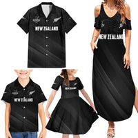 Custom New Zealand Cricket Family Matching Summer Maxi Dress and Hawaiian Shirt Aotearoa Black Cap Come On