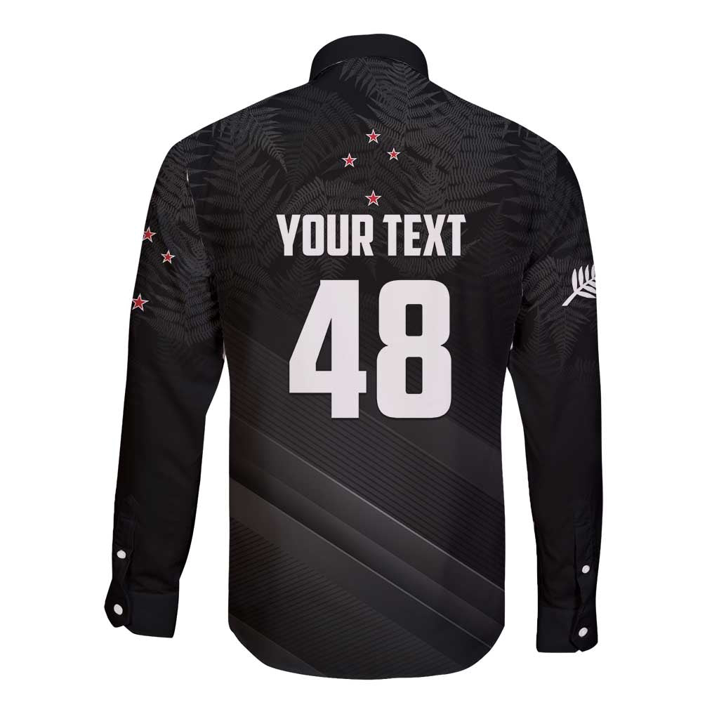 Custom New Zealand Cricket Long Sleeve Button Shirt Aotearoa Black Cap Come On LT01 - Polynesian Pride