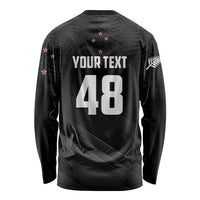 Custom New Zealand Cricket Long Sleeve Shirt Aotearoa Black Cap Come On