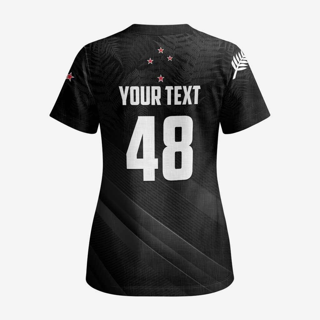 Custom New Zealand Cricket Scrub Top Aotearoa Black Cap Come On - Polynesian Pride