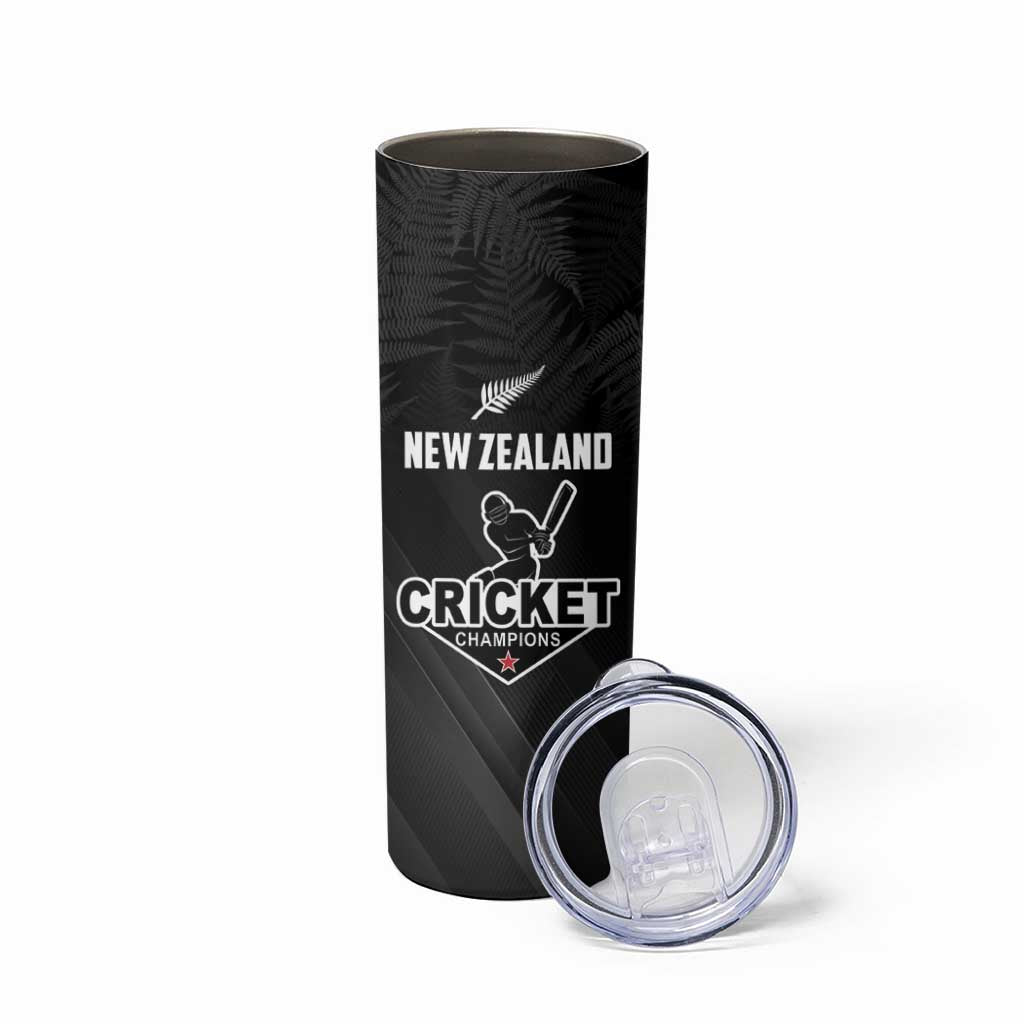 Custom New Zealand Cricket Skinny Tumbler Aotearoa Black Cap Come On