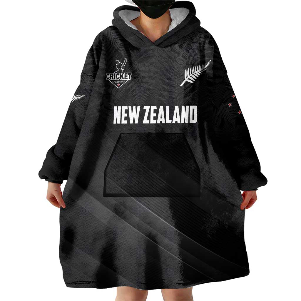 Custom New Zealand Cricket Wearable Blanket Hoodie Aotearoa Black Cap Come On