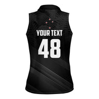 Custom New Zealand Cricket Women Sleeveless Polo Shirt Aotearoa Black Cap Come On