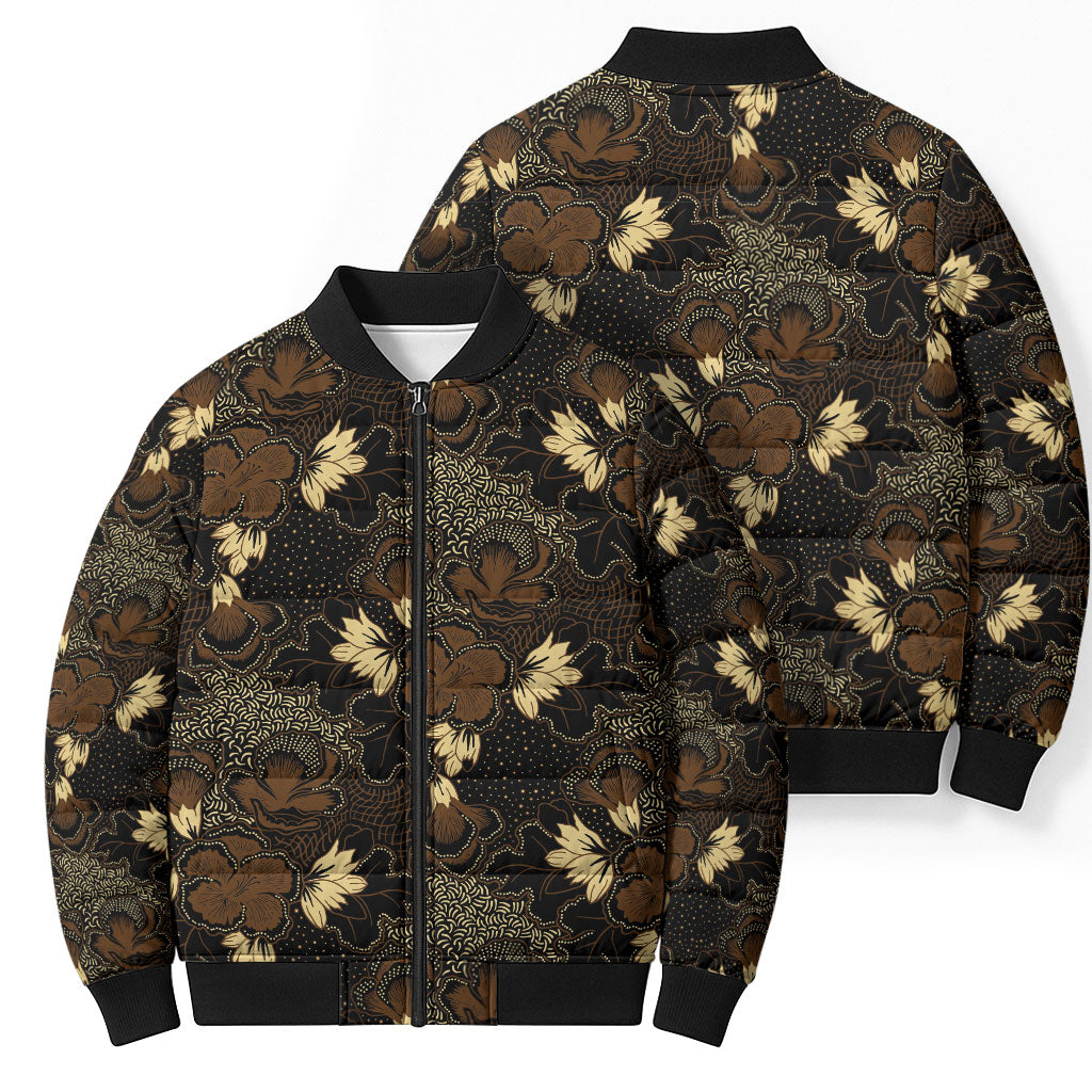 Javanese Batik Semen Bomber Puffer Jacket Indonesian Traditional Pattern