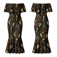 Javanese Batik Semen Couples Matching Mermaid Dress and Long Sleeve Button Shirt Indonesian Traditional Pattern LT01 - Polynesian Pride