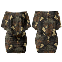 Javanese Batik Semen Couples Matching Off Shoulder Short Dress and Long Sleeve Button Shirt Indonesian Traditional Pattern LT01 - Polynesian Pride