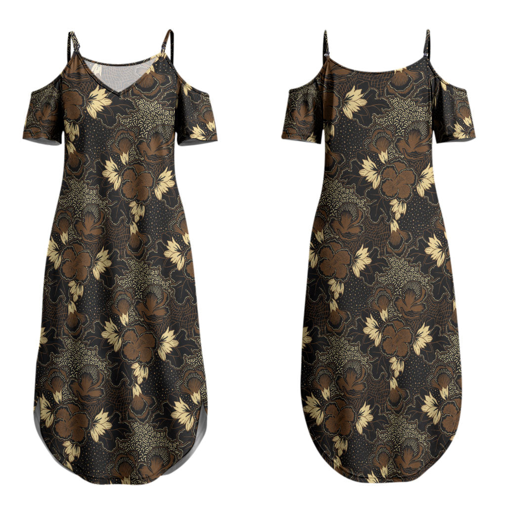 Javanese Batik Semen Couples Matching Summer Maxi Dress and Long Sleeve Button Shirt Indonesian Traditional Pattern LT01 - Polynesian Pride