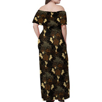 Javanese Batik Semen Family Matching Off Shoulder Maxi Dress and Hawaiian Shirt Indonesian Traditional Pattern