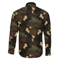 Javanese Batik Semen Family Matching Off Shoulder Short Dress and Hawaiian Shirt Indonesian Traditional Pattern