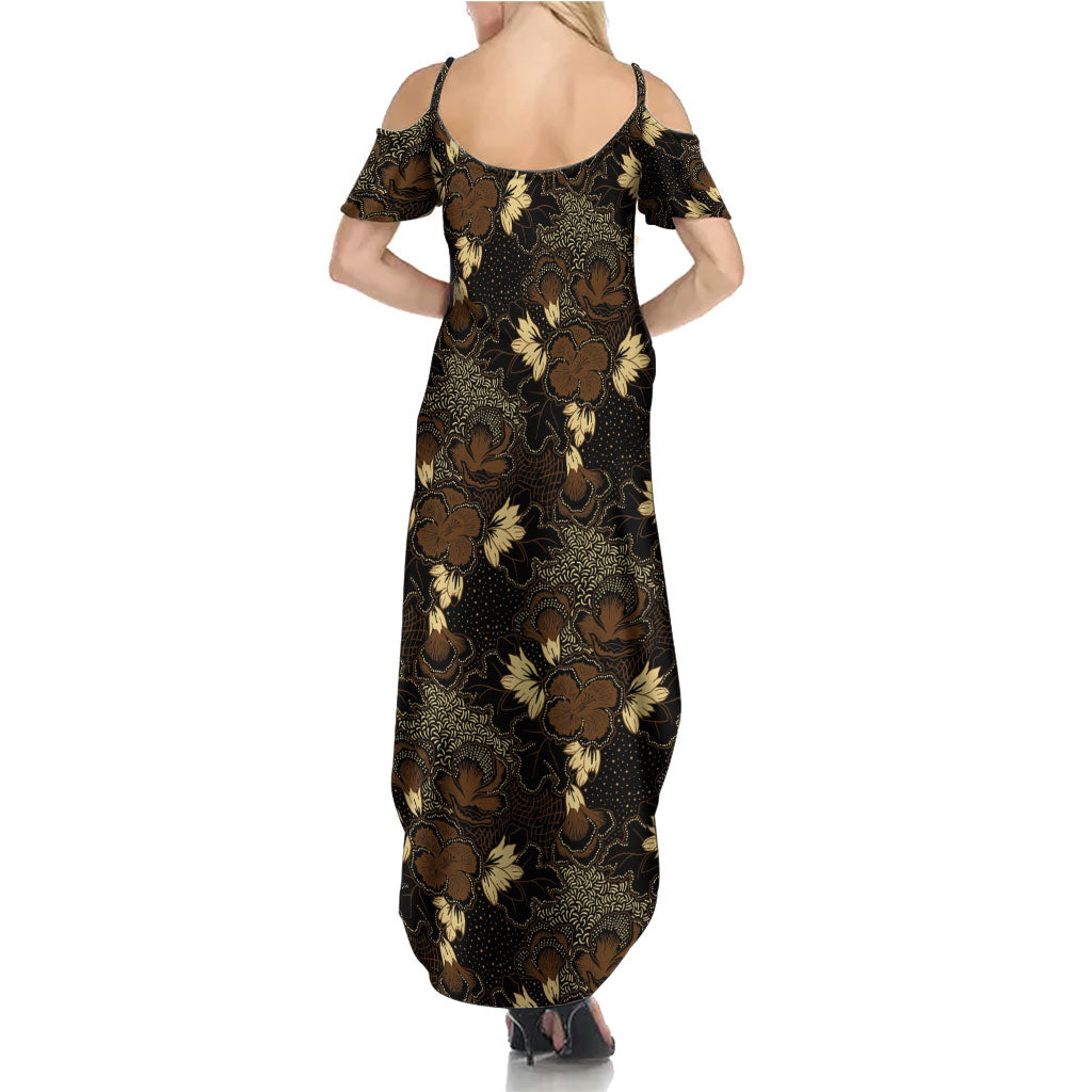 Javanese Batik Semen Family Matching Summer Maxi Dress and Hawaiian Shirt Indonesian Traditional Pattern