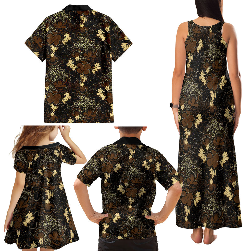 Javanese Batik Semen Family Matching Tank Maxi Dress and Hawaiian Shirt Indonesian Traditional Pattern