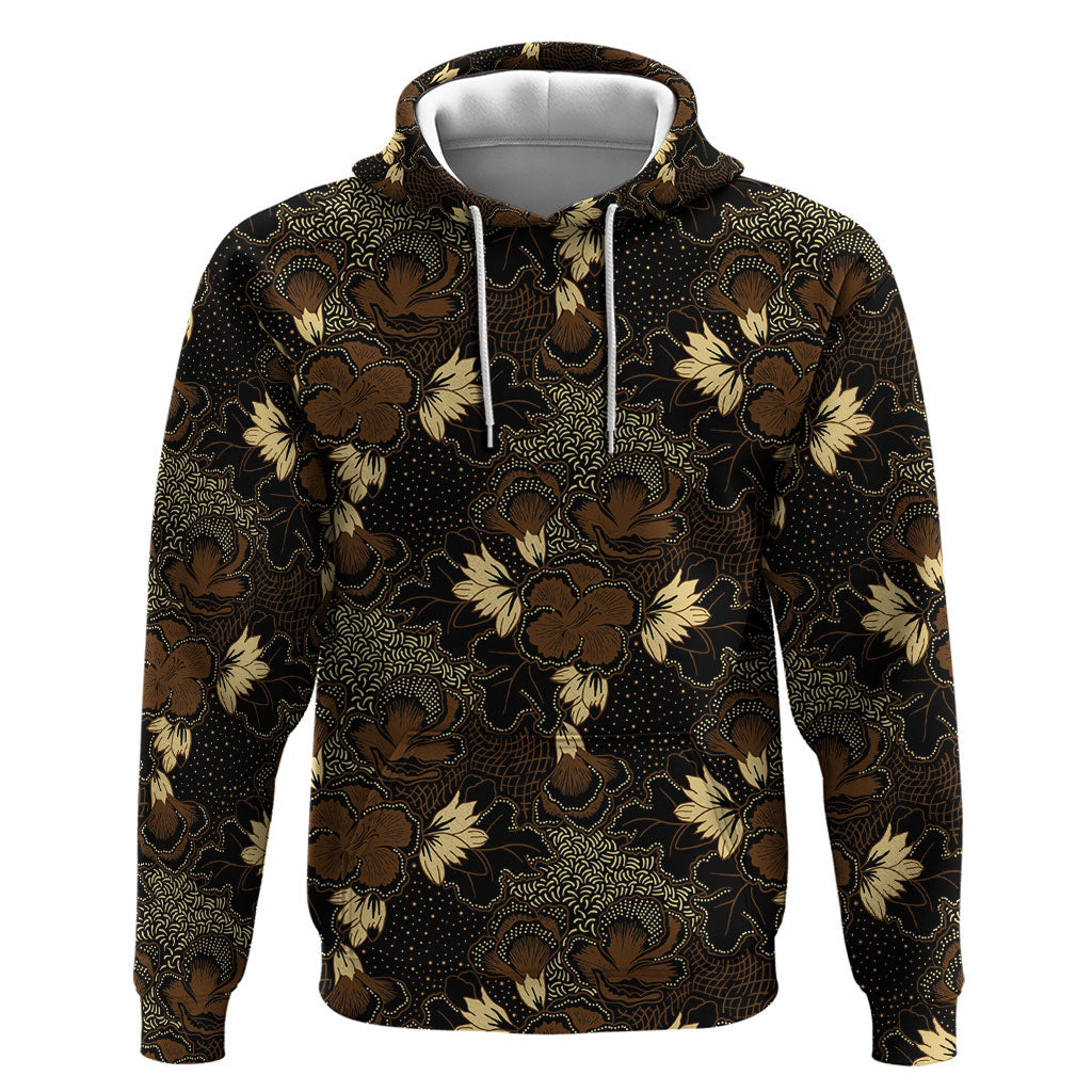 Javanese Batik Semen Hoodie Indonesian Traditional Pattern LT01 Pullover Hoodie Black - Polynesian Pride