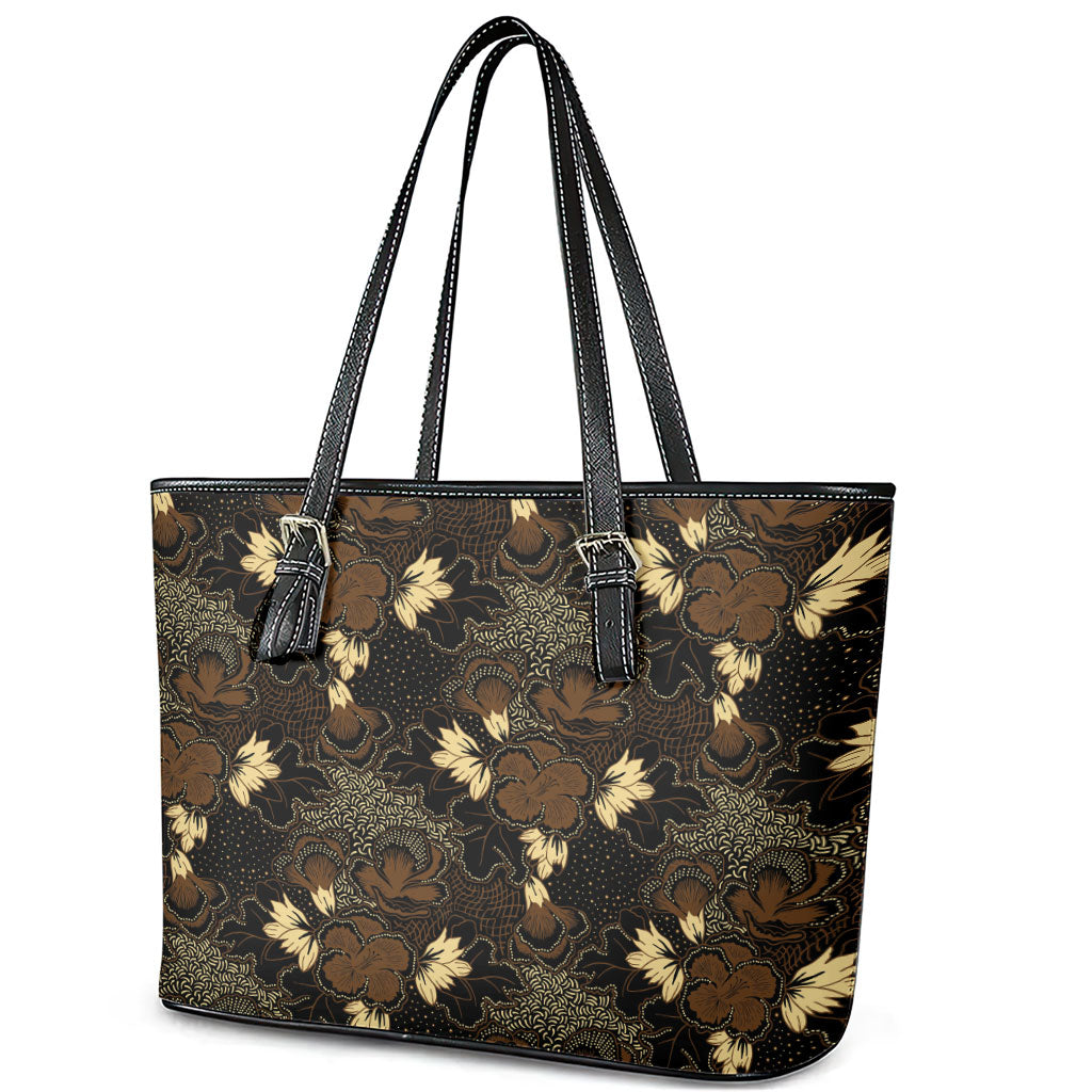 Javanese Batik Semen Leather Tote Bag Indonesian Traditional Pattern