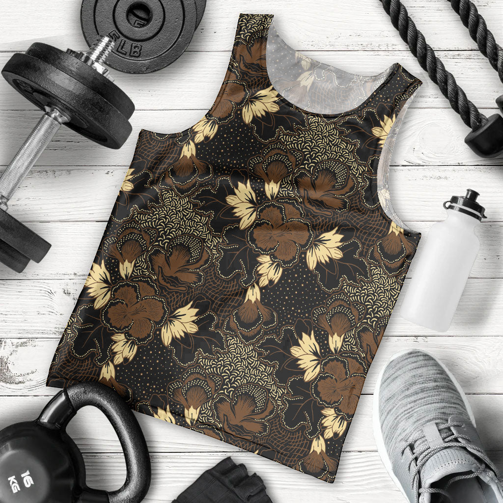 Javanese Batik Semen Men Tank Top Indonesian Traditional Pattern