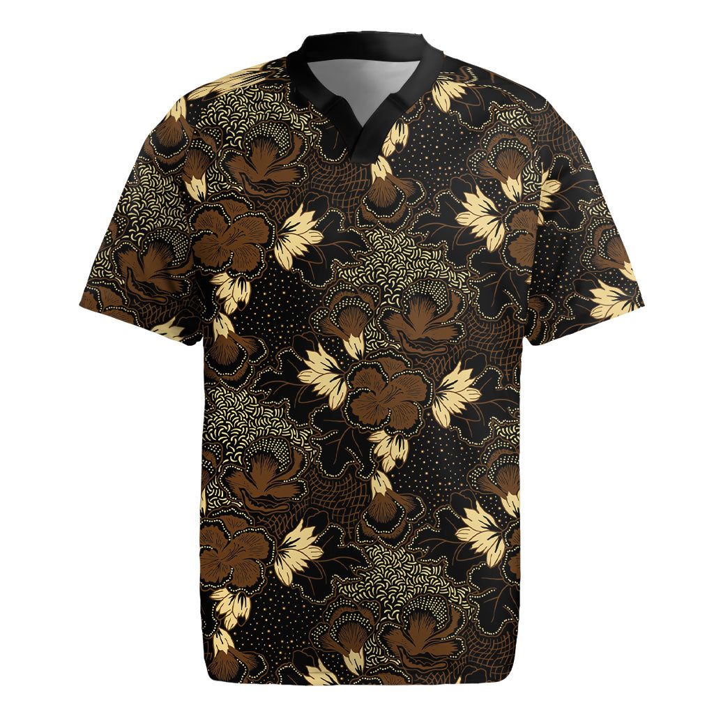 Javanese Batik Semen Rugby Jersey Indonesian Traditional Pattern LT01 Black - Polynesian Pride