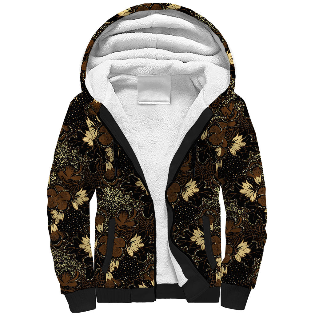 Javanese Batik Semen Sherpa Hoodie Indonesian Traditional Pattern