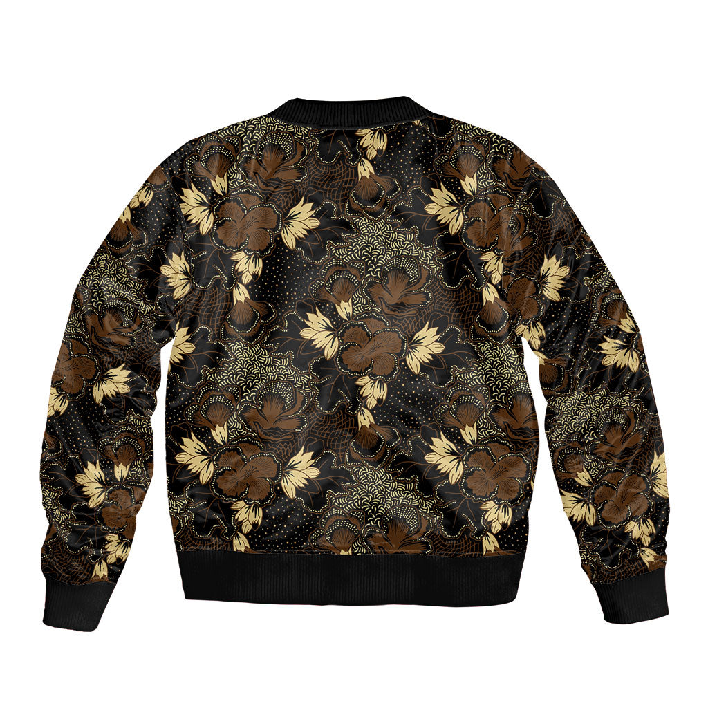 Javanese Batik Semen Sleeve Zip Bomber Jacket Indonesian Traditional Pattern