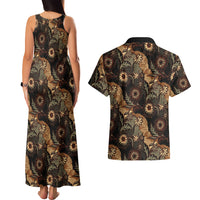 Batik Pedalaman Semen Lereng Style Couples Matching Tank Maxi Dress and Hawaiian Shirt Indonesian Traditional Pattern