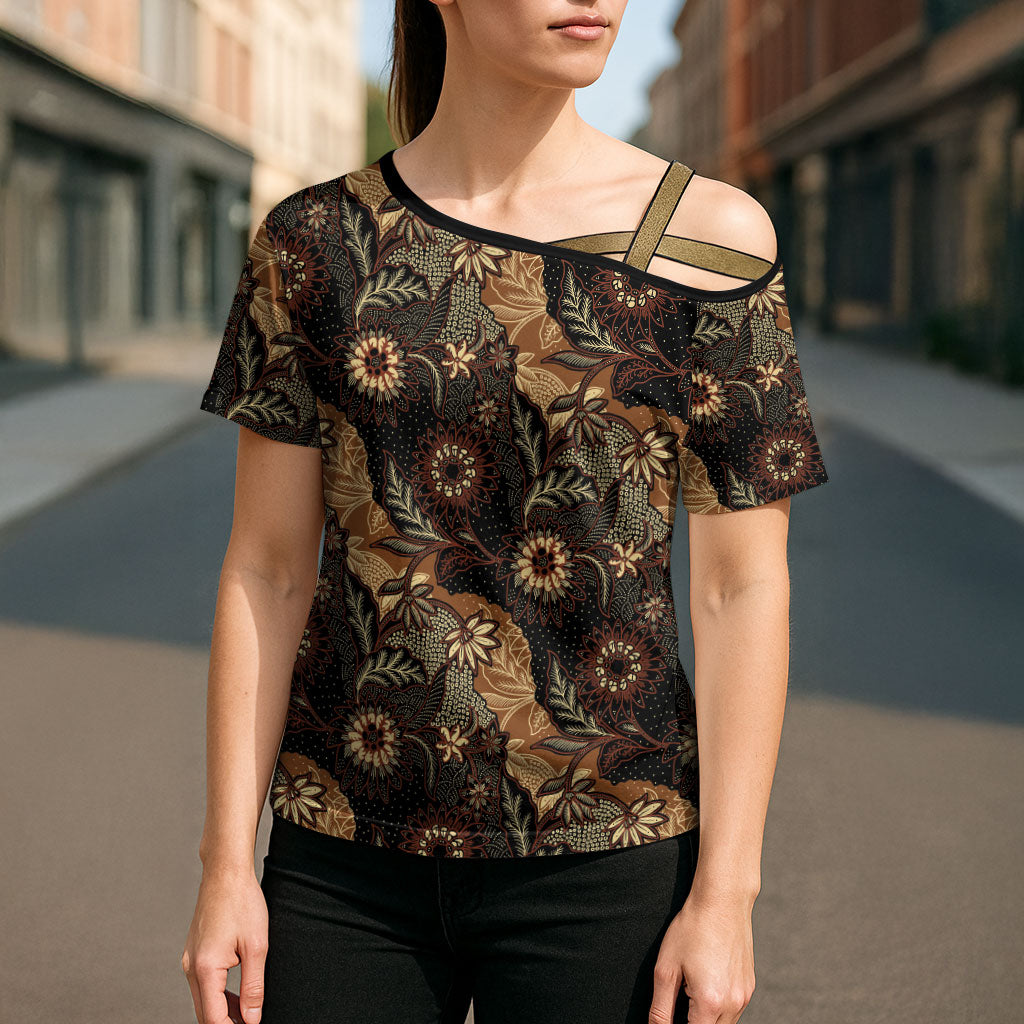 Batik Pedalaman Semen Lereng Style Cross Shoulder Shirt Indonesian Traditional Pattern