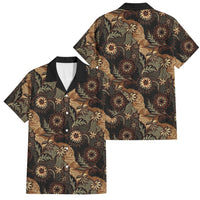 Batik Pedalaman Semen Lereng Style Family Matching Off Shoulder Maxi Dress and Hawaiian Shirt Indonesian Traditional Pattern LT01 Dad's Shirt - Short Sleeve Black - Polynesian Pride