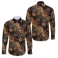 Batik Pedalaman Semen Lereng Style Family Matching Off Shoulder Maxi Dress and Hawaiian Shirt Indonesian Traditional Pattern LT01 Dad's Shirt - Long Sleeve Black - Polynesian Pride