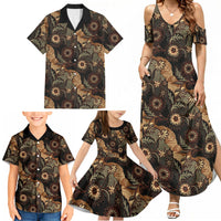 Batik Pedalaman Semen Lereng Style Family Matching Summer Maxi Dress and Hawaiian Shirt Indonesian Traditional Pattern LT01 - Polynesian Pride