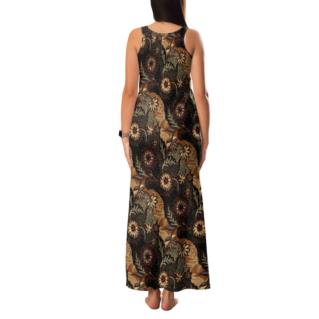 Batik Pedalaman Semen Lereng Style Family Matching Tank Maxi Dress and Hawaiian Shirt Indonesian Traditional Pattern