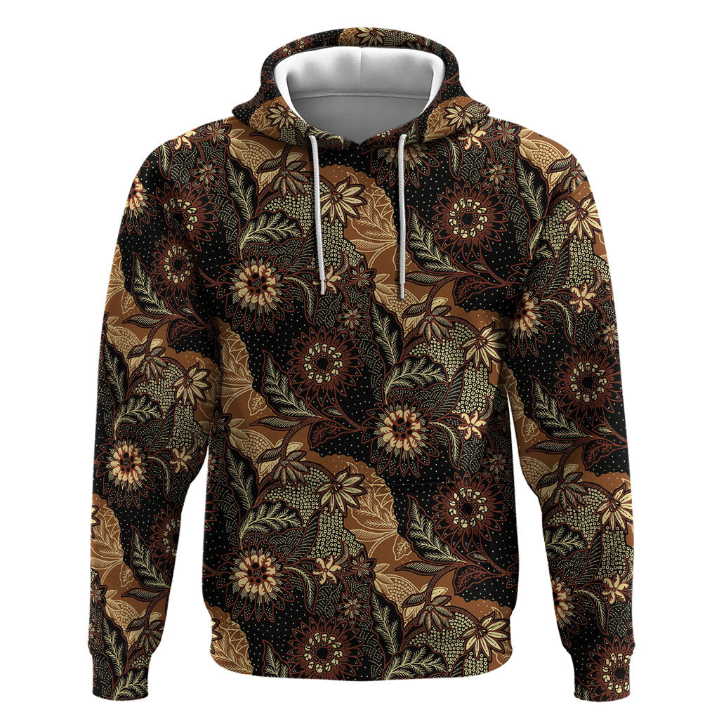 Batik Pedalaman Semen Lereng Style Hoodie Indonesian Traditional Pattern LT01 Pullover Hoodie Black - Polynesian Pride