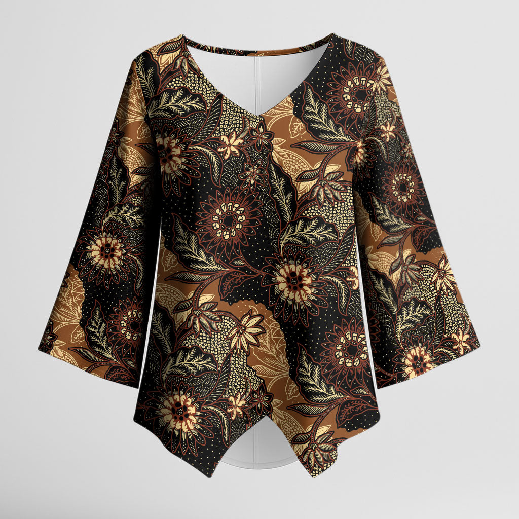 Batik Pedalaman Semen Lereng Style Kimono Sleeve Blouse Indonesian Traditional Pattern