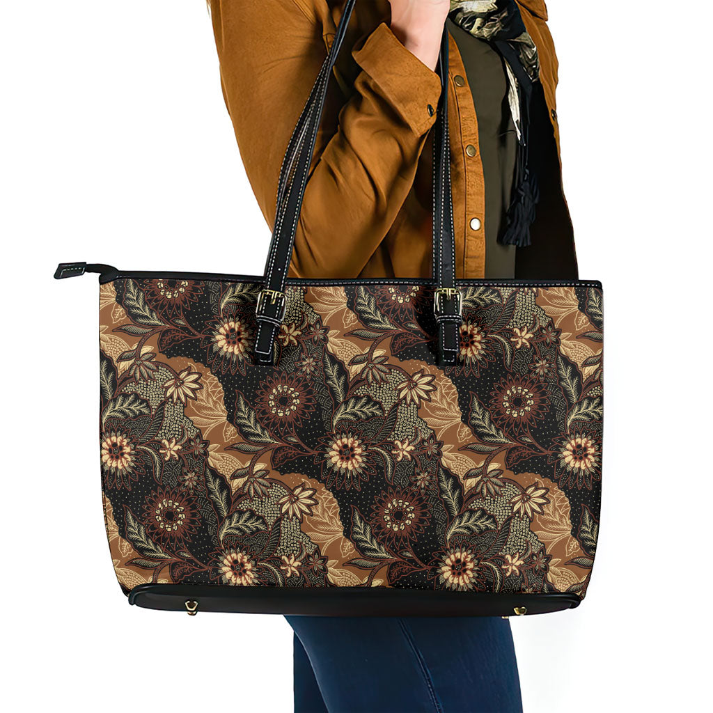 Batik Pedalaman Semen Lereng Style Leather Tote Bag Indonesian Traditional Pattern