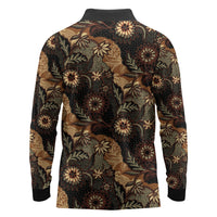 Batik Pedalaman Semen Lereng Style Long Sleeve Polo Shirt Indonesian Traditional Pattern