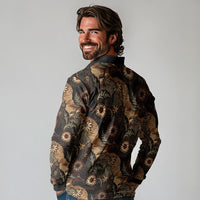 Batik Pedalaman Semen Lereng Style Long Sleeve Polo Shirt Indonesian Traditional Pattern