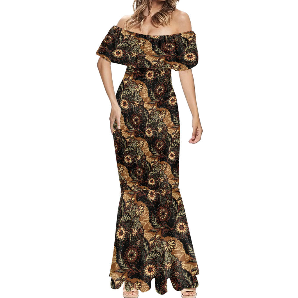 Batik Pedalaman Semen Lereng Style Mermaid Dress Indonesian Traditional Pattern