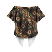 Batik Pedalaman Semen Lereng Style Off Shoulder Wrap Waist Top Indonesian Traditional Pattern LT01 - Polynesian Pride