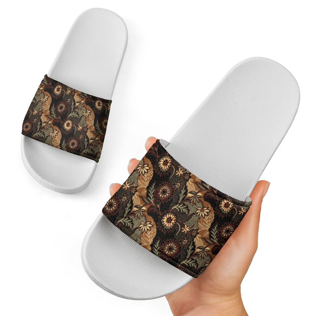 Batik Pedalaman Semen Lereng Style Slide Sandals Indonesian Traditional Pattern