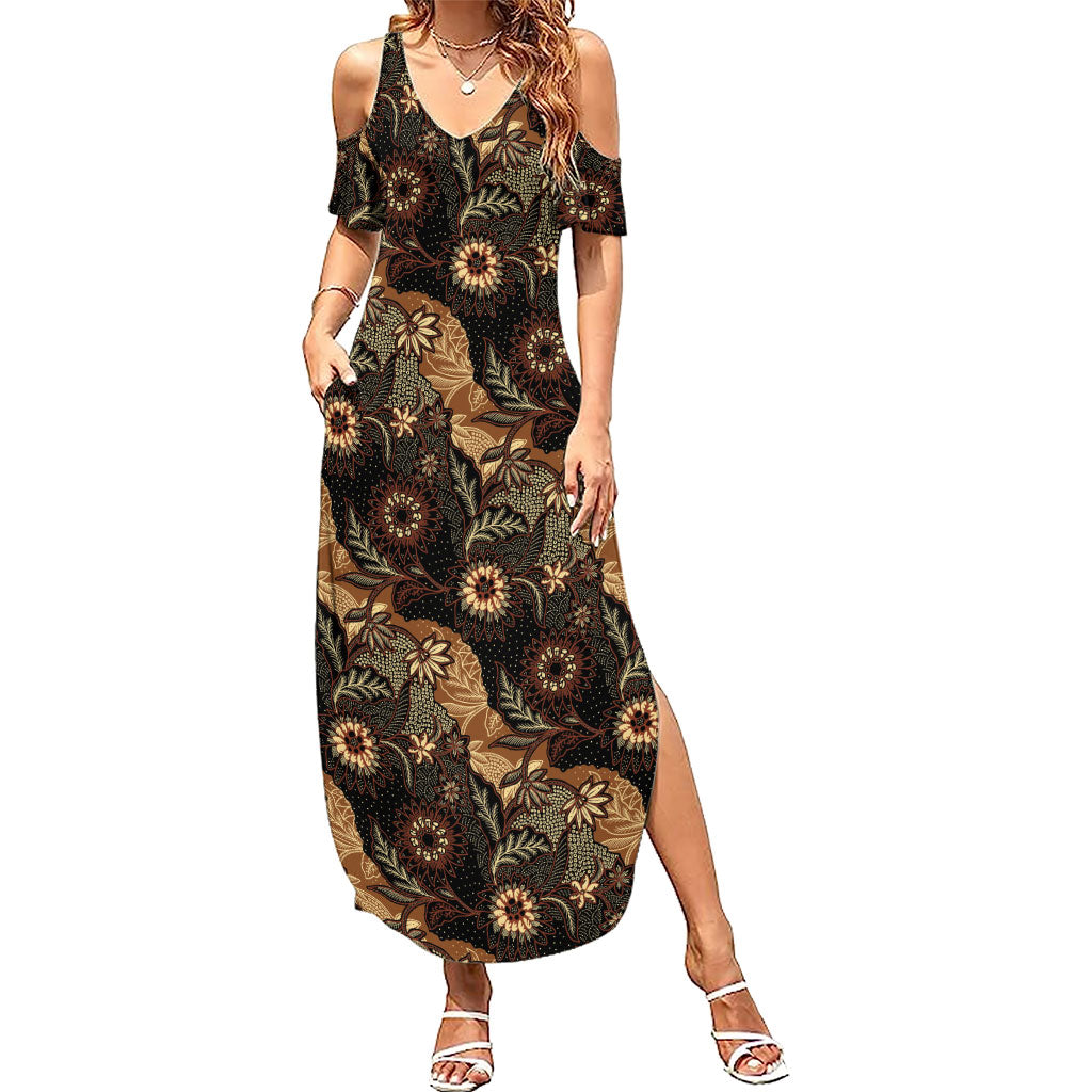 Batik Pedalaman Semen Lereng Style Summer Maxi Dress Indonesian Traditional Pattern
