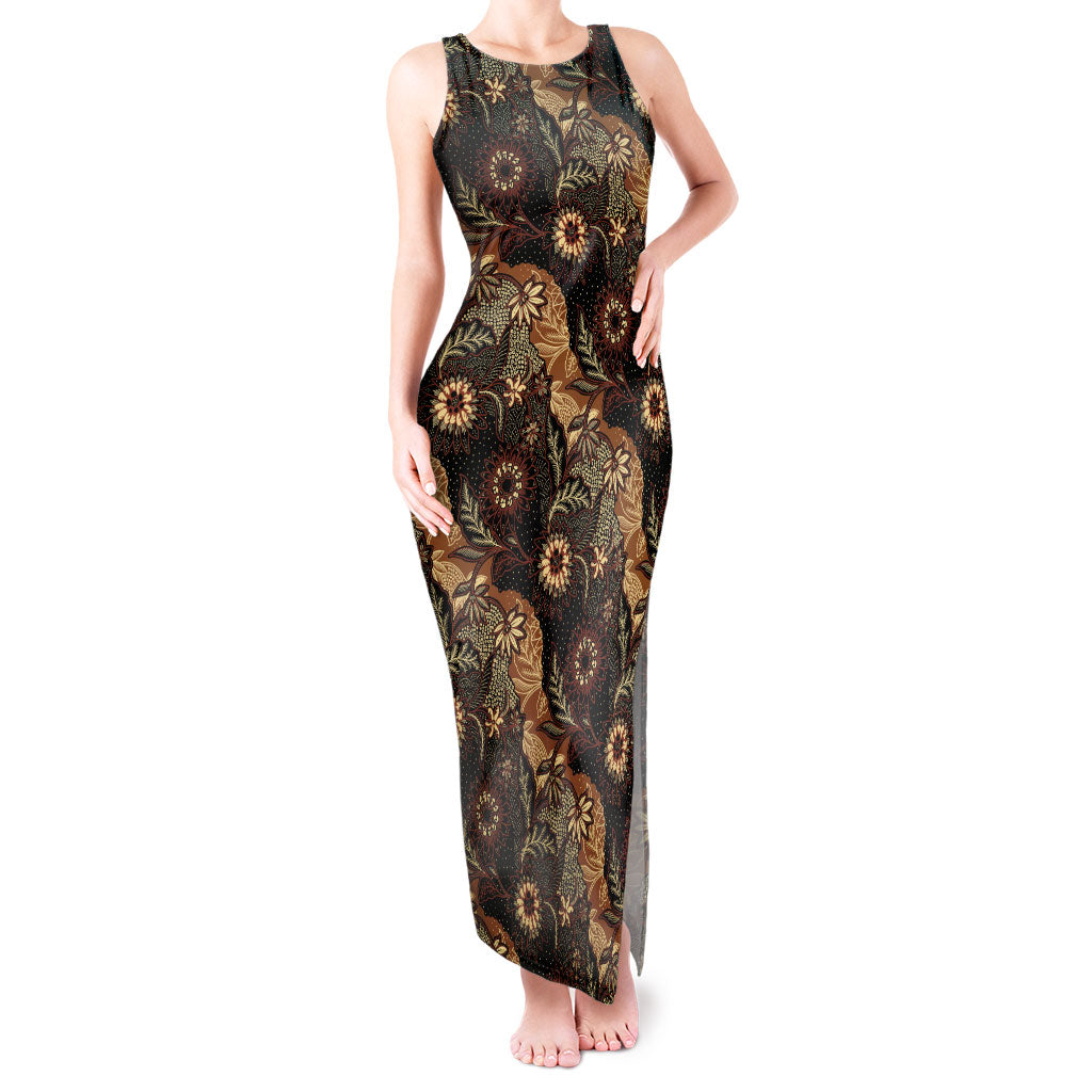 Batik Pedalaman Semen Lereng Style Tank Maxi Dress Indonesian Traditional Pattern