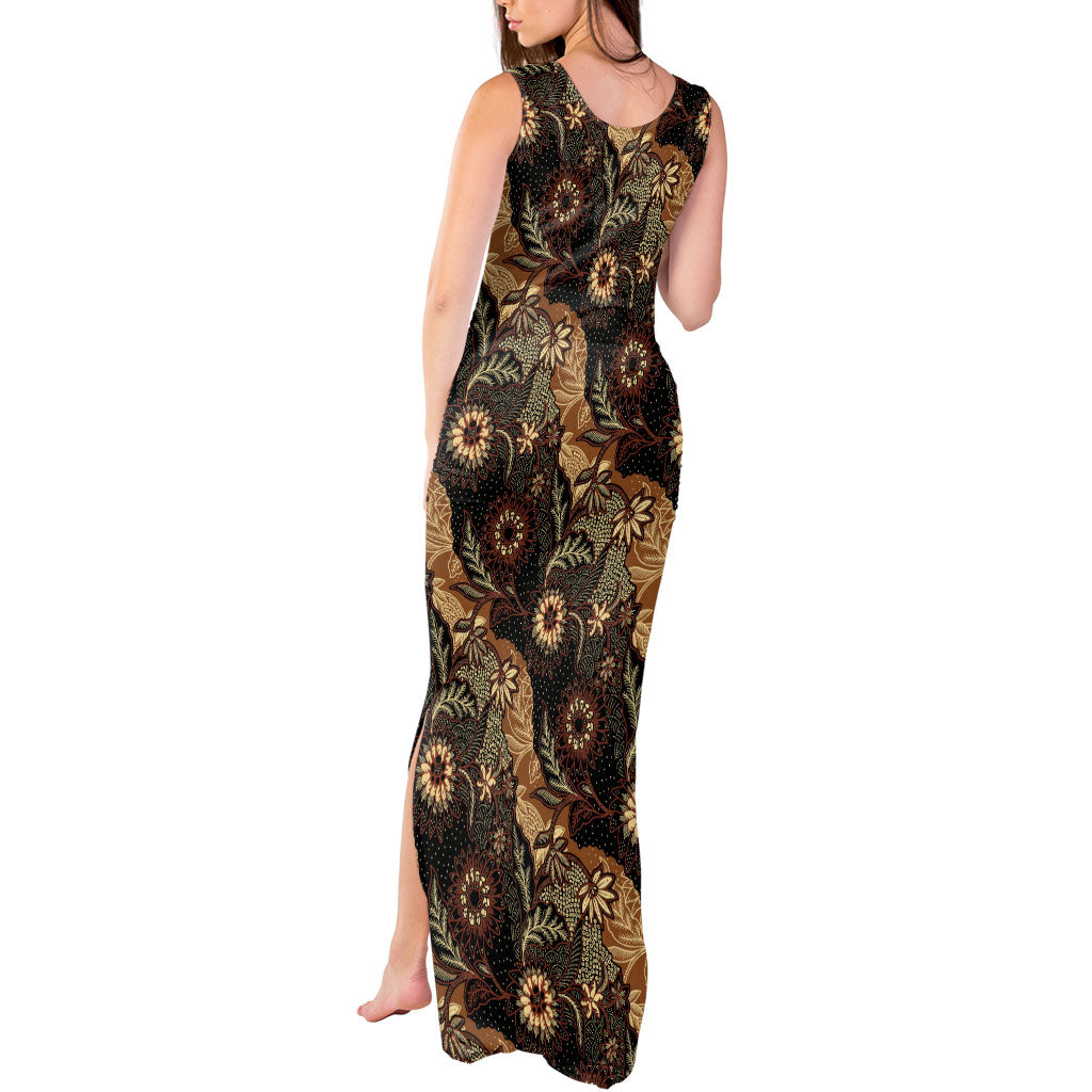 Batik Pedalaman Semen Lereng Style Tank Maxi Dress Indonesian Traditional Pattern