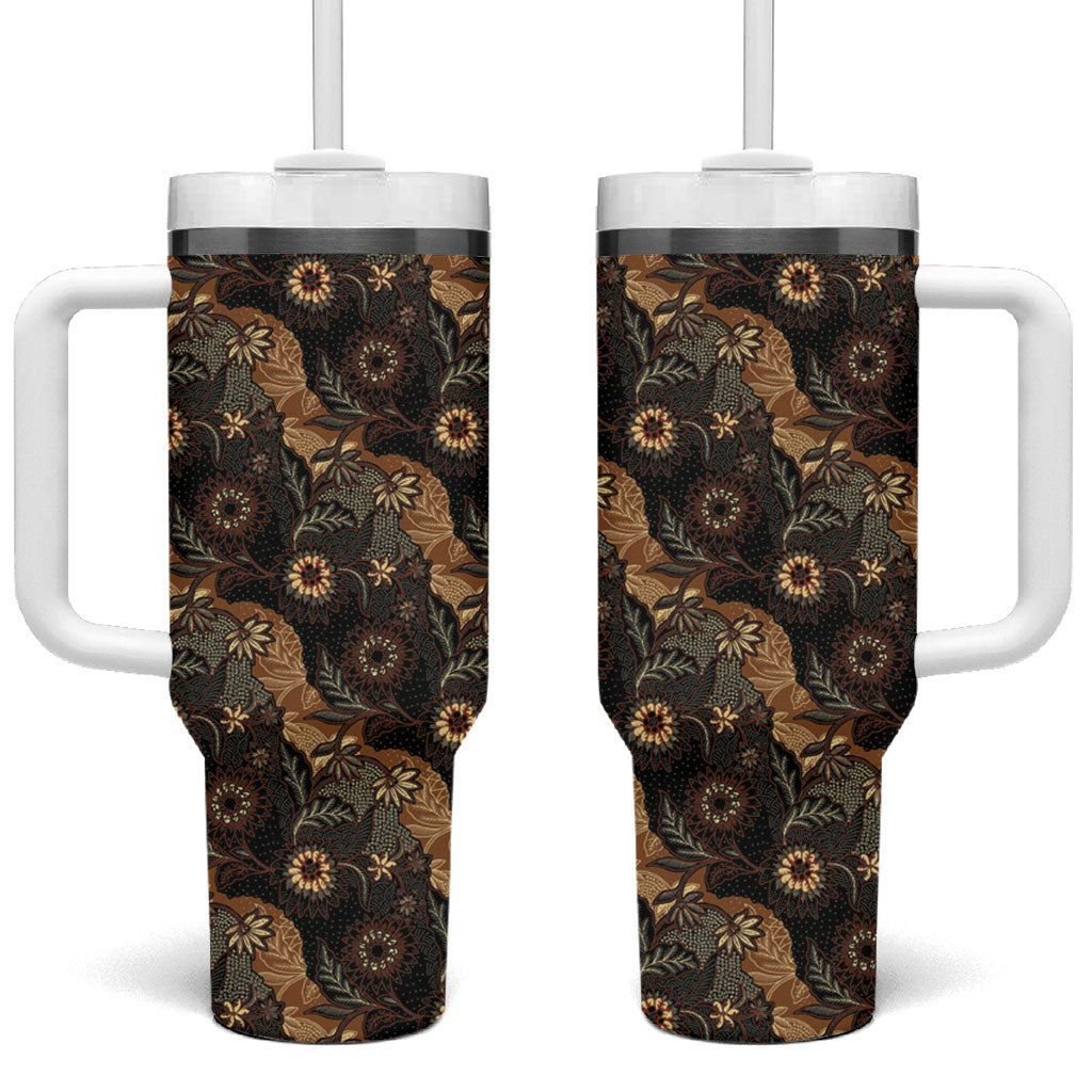 Batik Pedalaman Semen Lereng Style Tumbler With Handle Indonesian Traditional Pattern