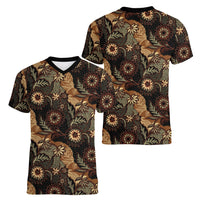 Batik Pedalaman Semen Lereng Style Women V-Neck T-Shirt Indonesian Traditional Pattern LT01 - Polynesian Pride