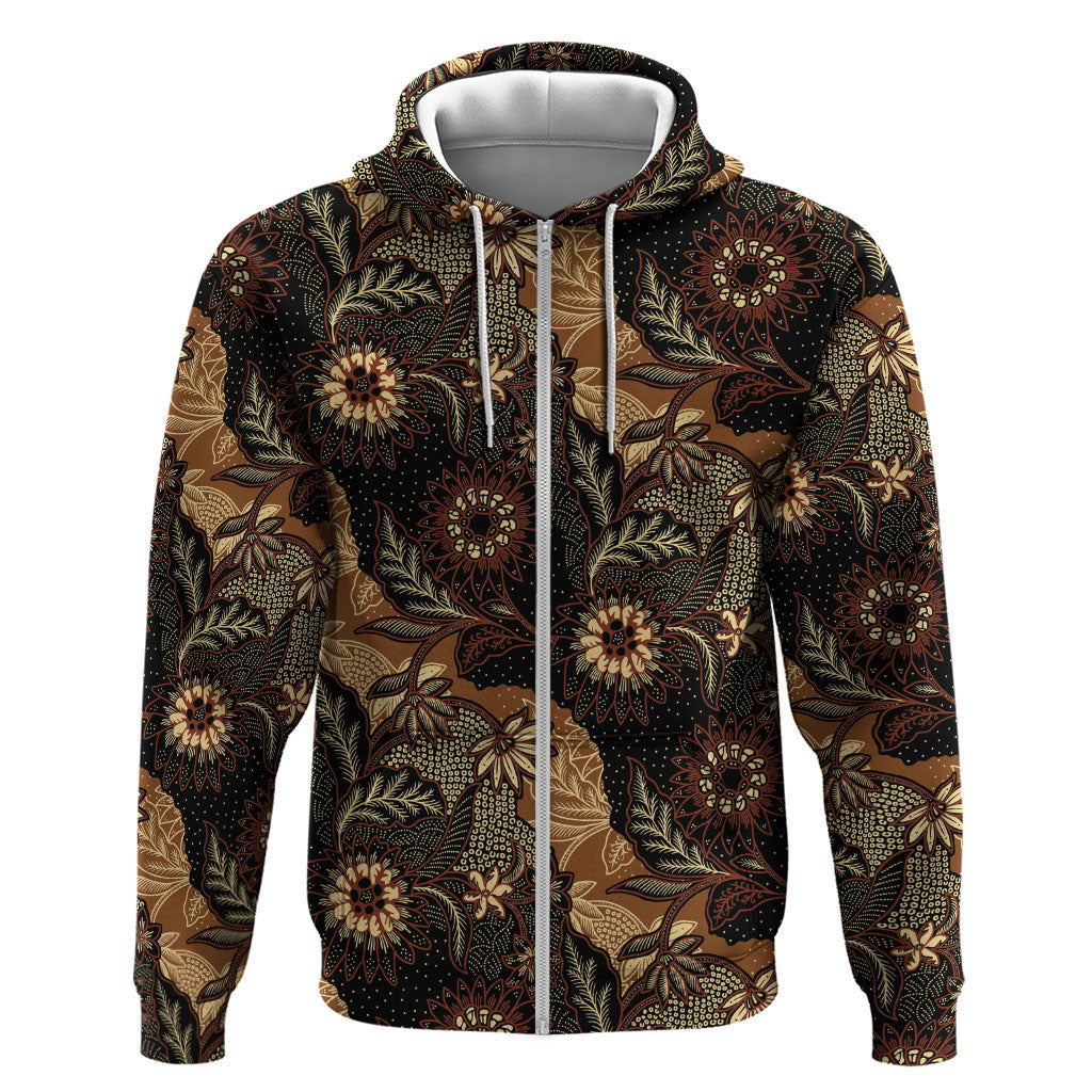 Batik Pedalaman Semen Lereng Style Zip Hoodie Indonesian Traditional Pattern