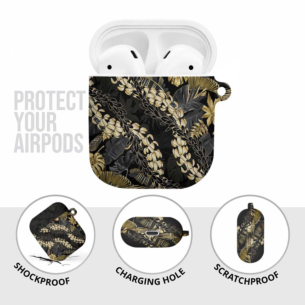 Gold Tropical Leaves Hawaii Mikioi Lei AirPods Case Luxury Stylized - Polynesian Pride