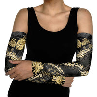 Gold Tropical Leaves Hawaii Mikioi Lei Arm Sleeves Luxury Stylized - Polynesian Pride