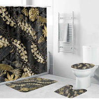 Gold Tropical Leaves Hawaii Mikioi Lei Bathroom Set Luxury Stylized - Polynesian Pride