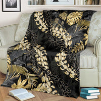 Gold Tropical Leaves Hawaii Mikioi Lei Blanket Luxury Stylized - Polynesian Pride