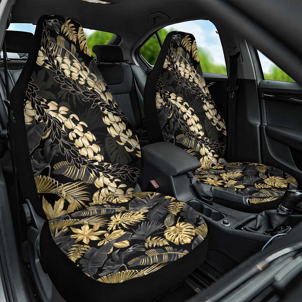 Gold Tropical Leaves Hawaii Mikioi Lei Car Seat Cover Luxury Stylized - Polynesian Pride