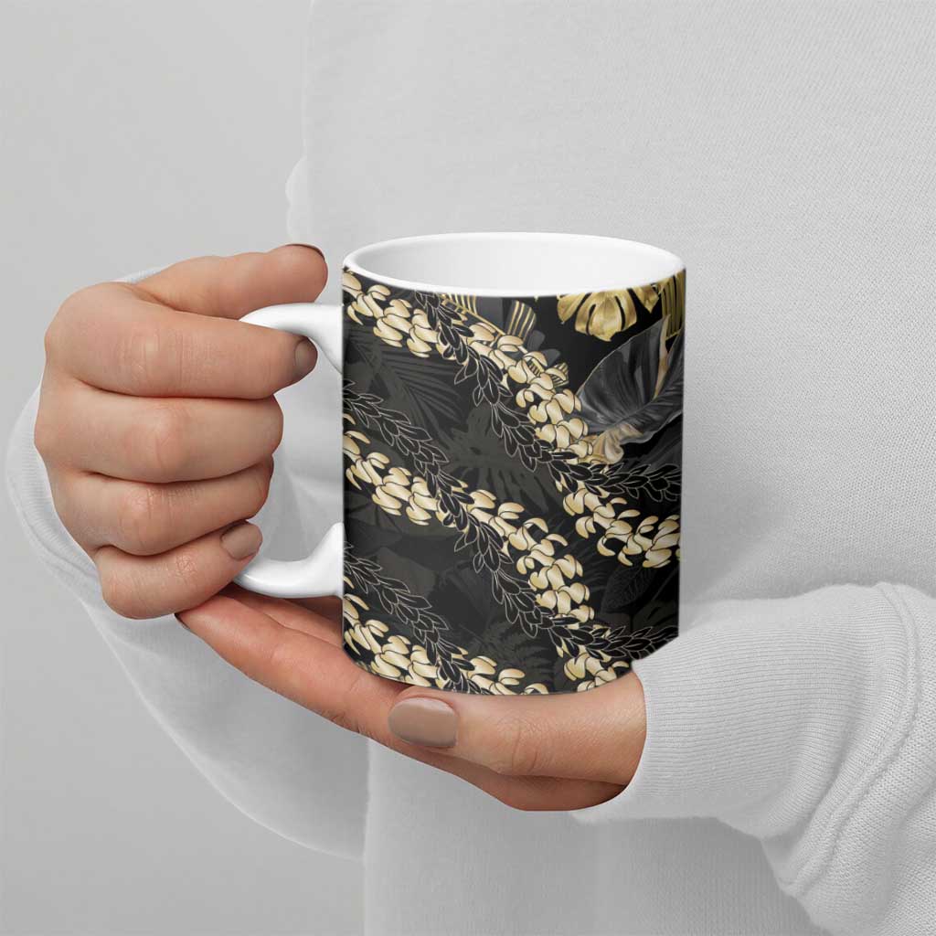Gold Tropical Leaves Hawaii Mikioi Lei Ceramic Mug Luxury Stylized - Polynesian Pride
